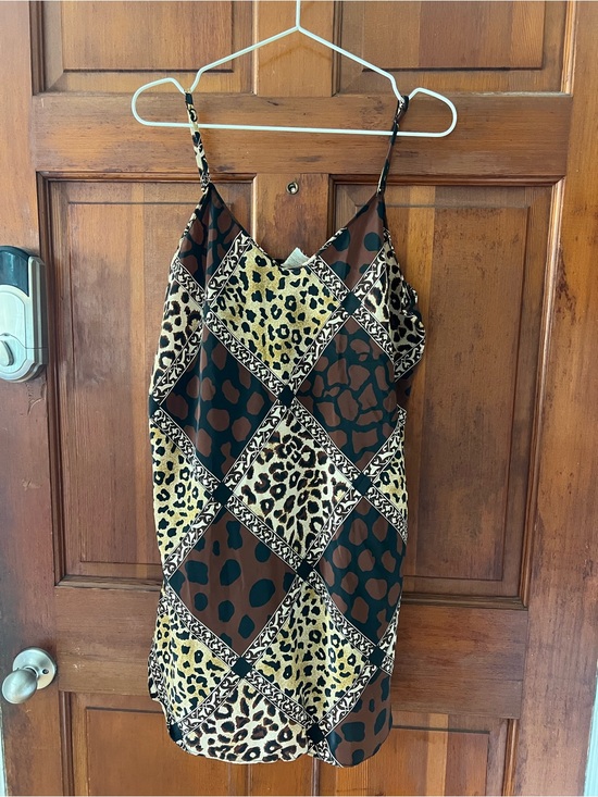 Vintage Dresses & Skirts - Vintage Animal Print Chemise Nightgown Slip Dress Loungewear Size Large